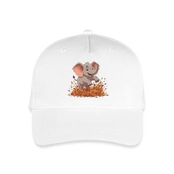 Cheerful elephant in autumn leaves - Organic Kids’ Baseball Cap - white - Front