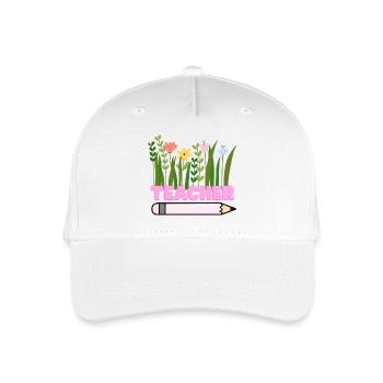 Lehrerblumen mit Bleistift - Kinder Bio Basecap - Weiß - Vorne