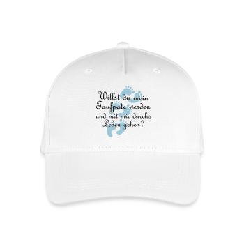 Taufpate Pate Gedi Farbe frei wählbar Geschenk - Kinder Bio Basecap - Weiß - Vorne