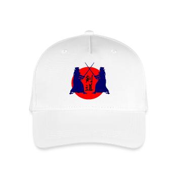 Kendo two Kendoka in fighting mode with red sun kend - Organic Kids’ Baseball Cap - white - Front