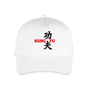 Kung Fu roter Text - Kinder Bio Basecap - Weiß - Vorne