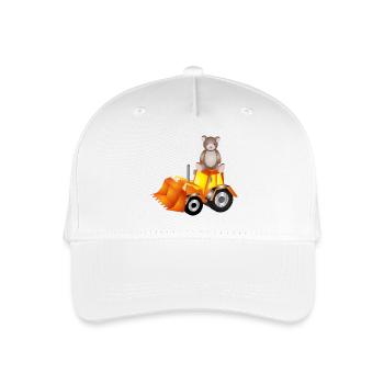 Teddybär auf Bagger – süß & stark zugleich - Kinder Bio Basecap - Weiß - Vorne