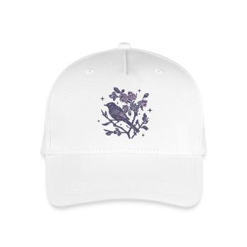 Nachtaktiver Blumenvogel auf Zweig - Kinder Bio Basecap - Weiß - Vorne