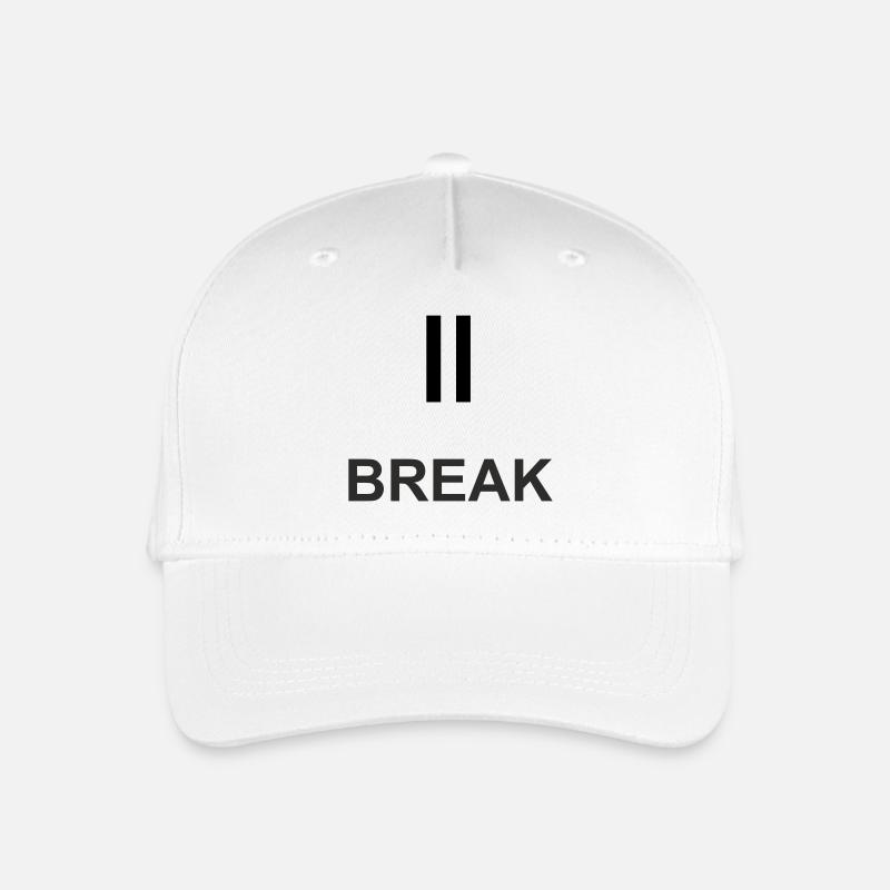 Pause-Zeichen „BREAK“ – Minimalistisches Work & Ch - Kinder Bio Basecap - Weiß