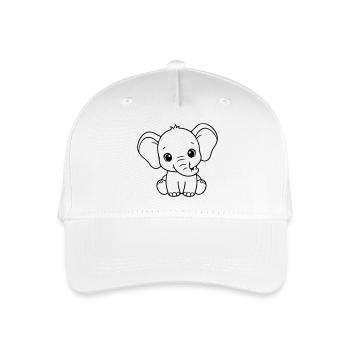 Niedliches Elefantenbaby – Schwarz und Weiß - Kinder Bio Basecap - Weiß - Vorne