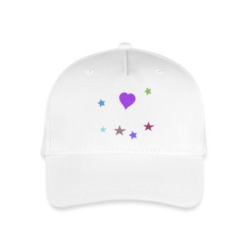 Herz und Sternchen Teenie Mädchen Vintage  - Kinder Bio Basecap - Weiß - Vorne
