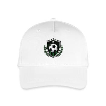 Vereinslogo Schild mit Fußballball und Lorbeer - Kinder Bio Basecap - Weiß - Vorne