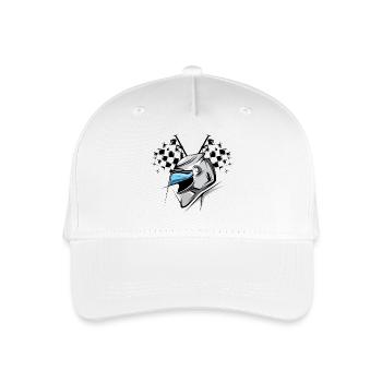 formula checkered flag helmet illustration racing graphic - Organic Kids’ Baseball Cap - white - Front