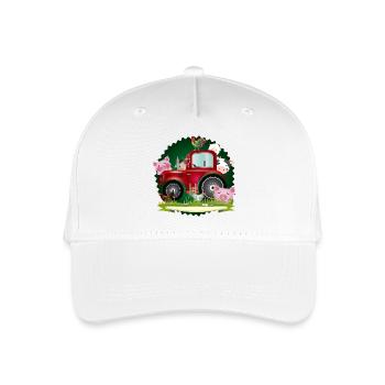 lustige Bauernhof Tiere mit rotem Traktor - Kinder Bio Basecap - Weiß - Vorne
