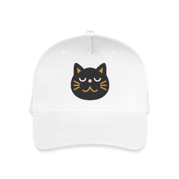 Japanisches Katzengesicht L Schwarz - Kinder Bio Basecap - Weiß - Vorne