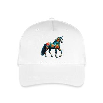 Cheval décoré de fleurs - Casquette de baseball bio Enfant - blanc - Devant