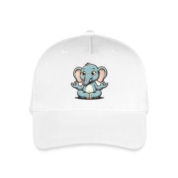 Cute blue elephant doing yoga - Organic Kids’ Baseball Cap - white - Front