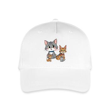 Charmante Katzenfamilie Illustration - Kinder Bio Basecap - Weiß - Vorne