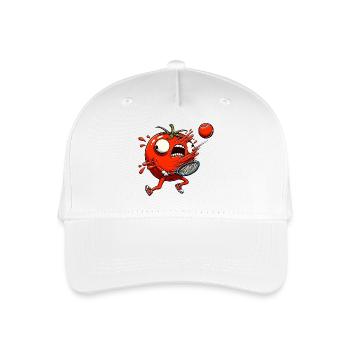 Funny tomato playing tennis with tennis ball - Organic Kids’ Baseball Cap - white - Front