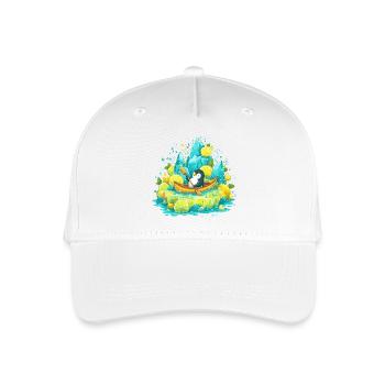 Penguin in the Lemon Island Boat - Organic Kids’ Baseball Cap - white - Front