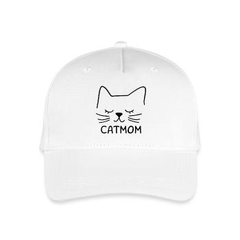 Katze Cat Mom Katzenmama Silhouette Umriss Lineart - Kinder Bio Basecap - Weiß - Vorne