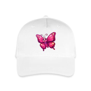 Kuscheliger Pinker Schmetterling - Kinder Bio Basecap - Weiß - Vorne