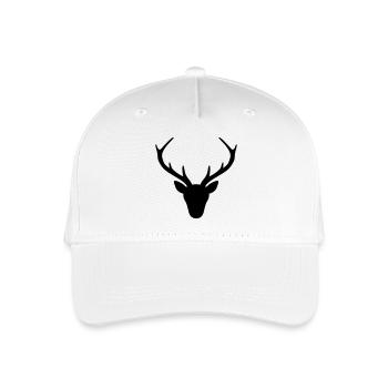 Hirsch Geweih Silhouette Jagd Jäger Geschenk - Kinder Bio Basecap - Weiß - Vorne