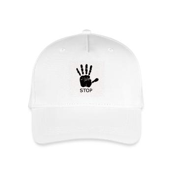 Stop Handabdruck Rot - Kinder Bio Basecap - Weiß - Vorne