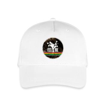 Feel Irie Baum mit Reggaestreifen - Kinder Bio Basecap - Weiß - Vorne