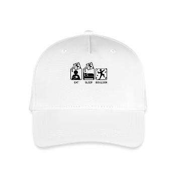 Boulder Klettern Bergsteigen Eat Sleep Spruch - Kinder Bio Basecap - Weiß - Vorne