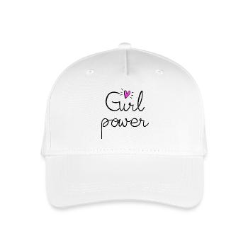 girl power with pink glitter heart - Organic Kids’ Baseball Cap - white - Front