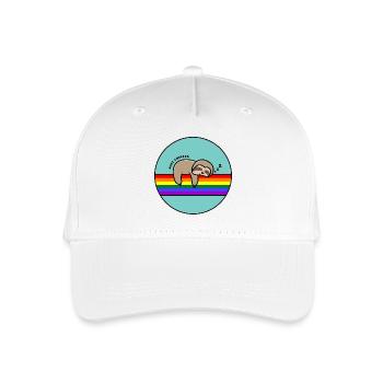 Just Chillin Sloth / Sloth Snoozing On A Rainbow - Organic Kids’ Baseball Cap - white - Front