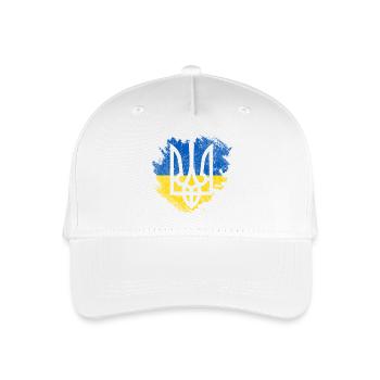 Brush-Ukraine-Dreizack-Flagge - Kinder Bio Basecap - Weiß - Vorne
