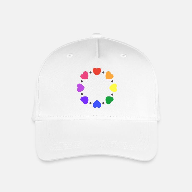 Regenbogen Herzen - Kinder Bio Basecap - Weiß