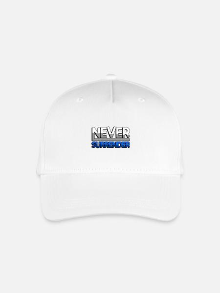 NEVER SURRENDER (Blau) - Gaming - Kinder Bio Basecap - Weiß