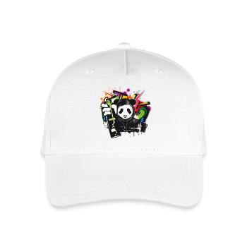 witziger Panda Bär mit Graffiti und Spraydose - Kinder Bio Basecap - Weiß - Vorne
