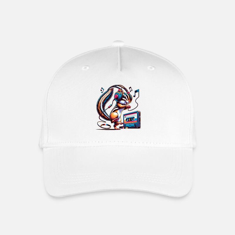 Cheerful chipmunk with headphones - Organic Kids’ Baseball Cap - white