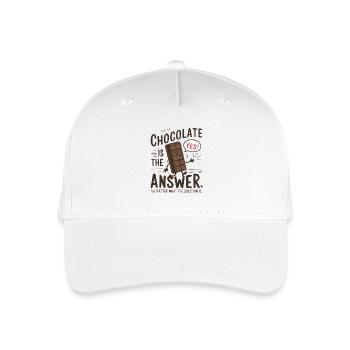 Chocolate is the answer. No matter what the question is - Organic Kids’ Baseball Cap - white - Front