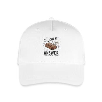 Chocolate is the answer. No matter what the question is - Organic Kids’ Baseball Cap - white - Front
