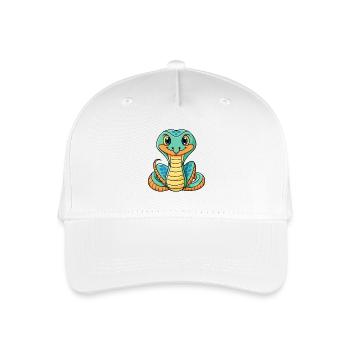 Kobra Niedliche Zeichentrickfigur Kawaii Clipart - Kinder Bio Basecap - Weiß - Vorne