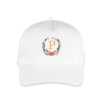 P Monogram, Couronne de fleurs, Personnalisable - Casquette de baseball bio Enfant - blanc - Devant