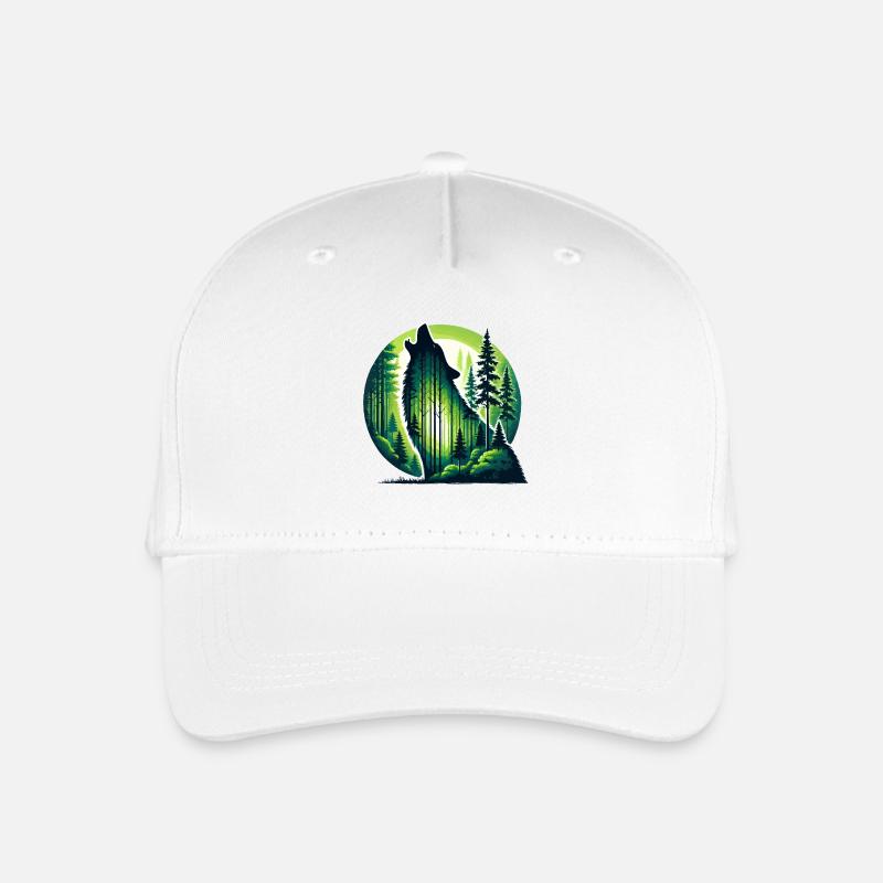 Silhouette de loup hurlant avec forêt verte - Casquette de baseball bio Enfant - blanc
