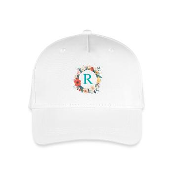 R Monogram, Couronne de fleurs, Personnalisable - Casquette de baseball bio Enfant - blanc - Devant