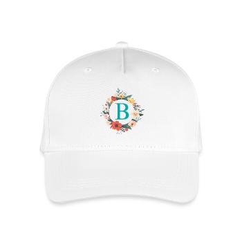 B Monogram, Couronne de fleurs, Personnalisable - Casquette de baseball bio Enfant - blanc - Devant