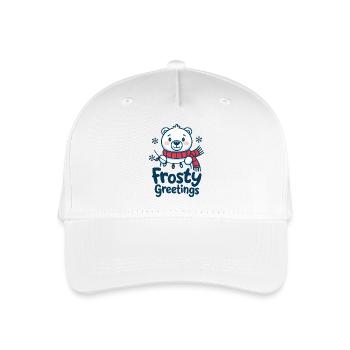Frostige Grüße – Eisbär mit Lichterkette - Kinder Bio Basecap - Weiß - Vorne