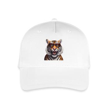 Intelligenter Tiger mit Brille Design - Kinder Bio Basecap - Weiß - Vorne