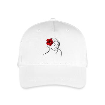 Elegante Blumenkopffrau mit Mohnblume - Kinder Bio Basecap - Weiß - Vorne