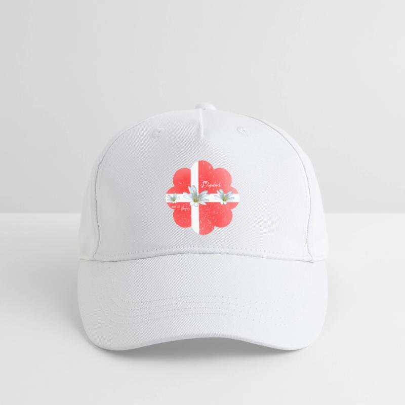 Danemark Drapeau avec des fleurs Danemark Casquette de baseball bio Enfant