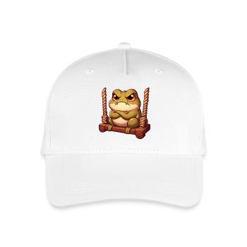 Mürrischer Frosch Kröte Schaukeln Genervt Angry - Kinder Bio Basecap - Weiß - Vorne