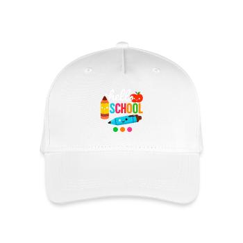 Hello School Shirt Schulanfang Kawaii Style - Kinder Bio Basecap - Weiß - Vorne