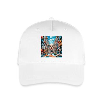 Mysterious Face in Colorful Library - Organic Kids’ Baseball Cap - white - Front