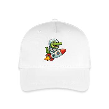 Kleiner Krokodil im Weltraumraketen - Kinder Bio Basecap - Weiß - Vorne