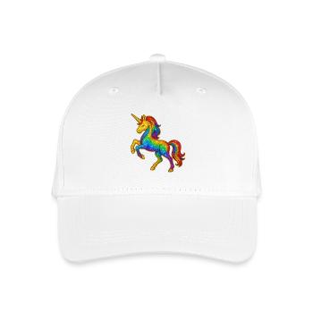 Glittery Rainbow Unicorn - Organic Kids’ Baseball Cap - white - Front
