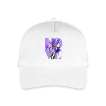 Elegantes lila Iris-Blumendesign - Kinder Bio Basecap - Weiß - Vorne