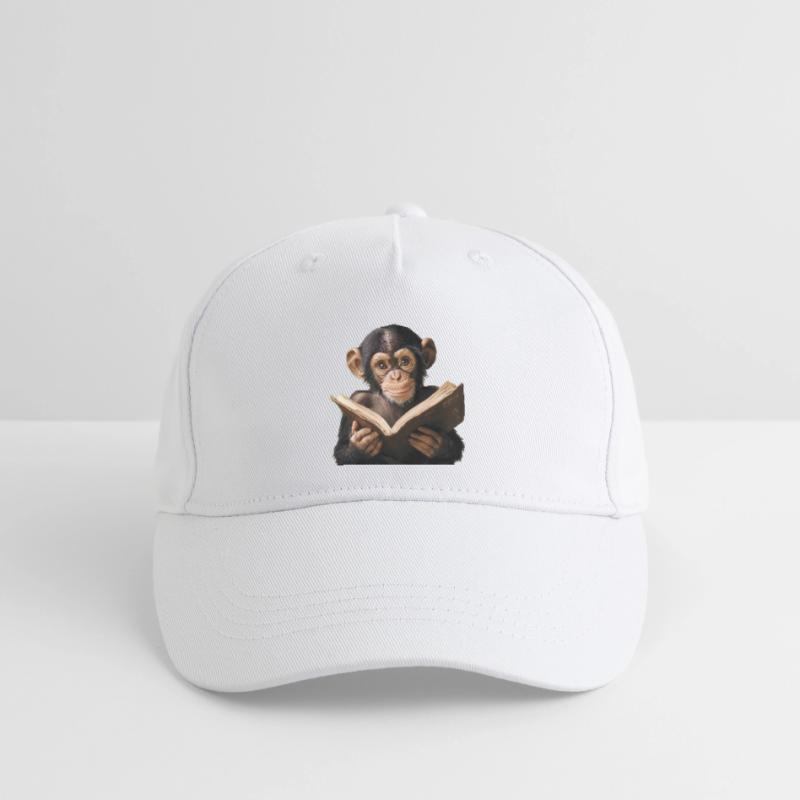Inquisitive monkey with book Organic Kids’ Baseball Cap